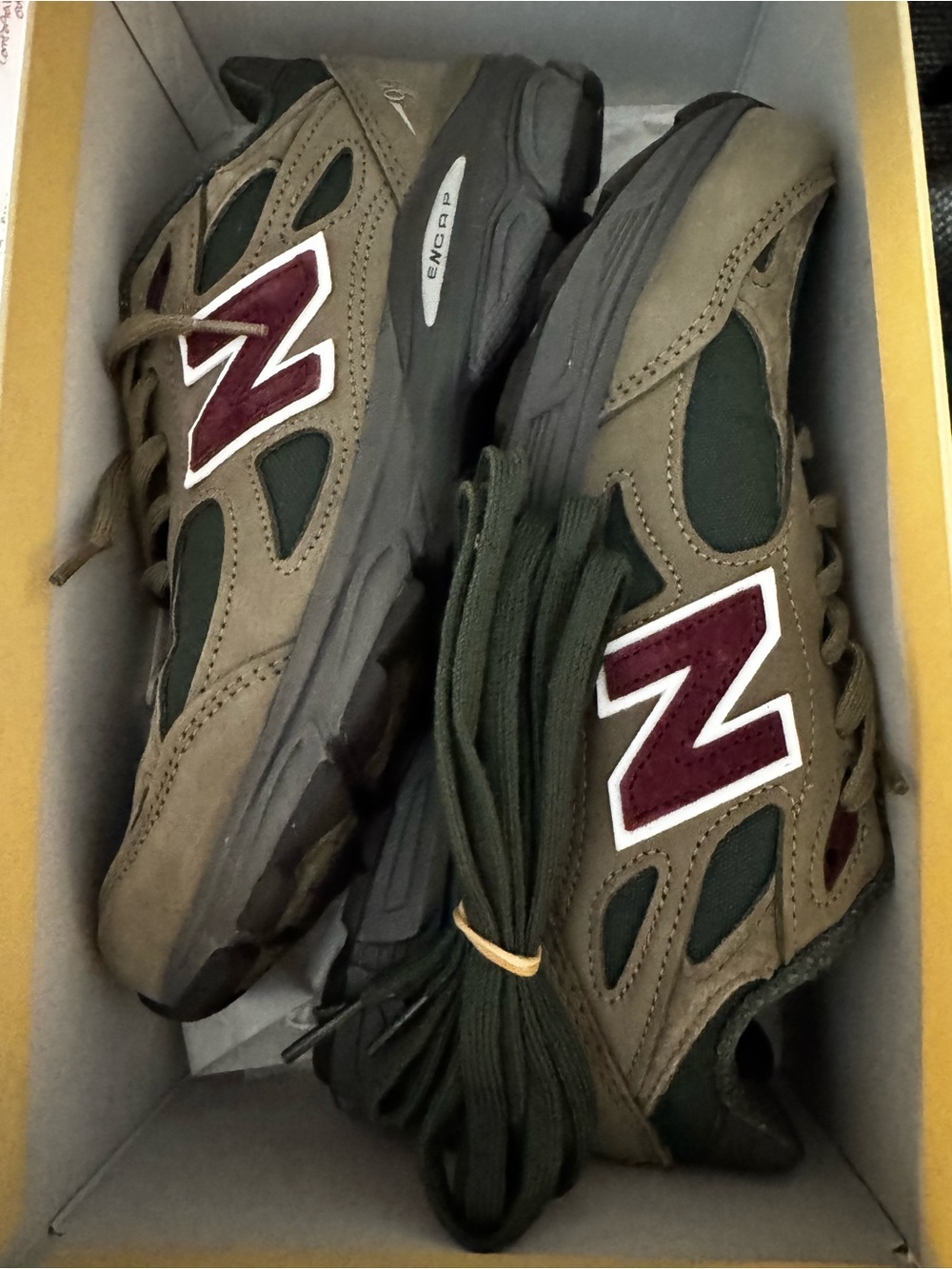 New Balance Olive Green and Burgundy Casual Running Shoes
